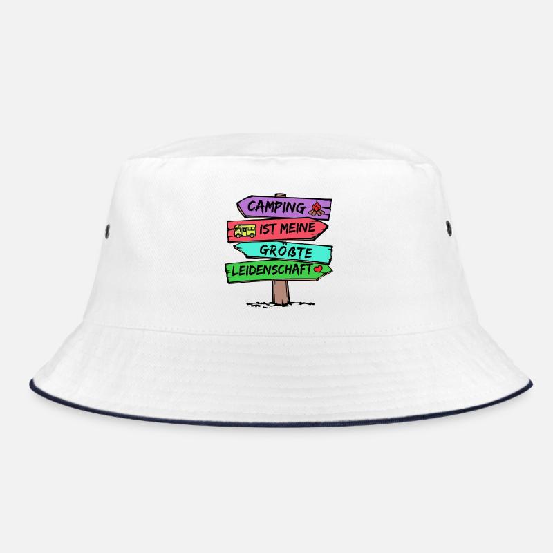 Campingplatz Camping Wanderer Wohnmobil Statement - Bucket Hat - Weiß/Navy