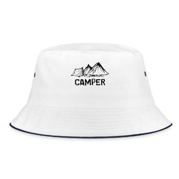 Camper, Mountains, Saying, Camping, Hiker, Nature - Bucket Hat - white/navy - Front