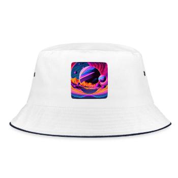 Weltraumphantasie - Bucket Hat - Weiß/Navy - Vorne