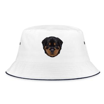 süße outfits, Rottweiler Welpe - Bucket Hat - Weiß/Navy - Vorne