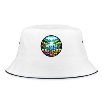 Bunte Gravel Ride Abenteuer - Bucket Hat - Weiß/Navy - Vorne