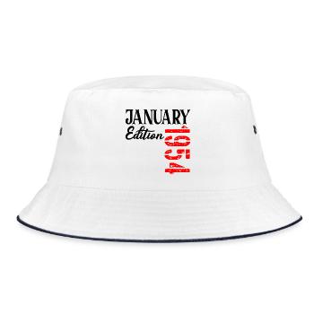 73rd Birthday - Born January 1954 - Bucket Hat - white/navy - Front