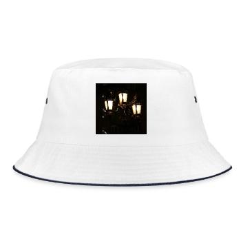 Historische Straßenlaternen Lichtspiel - Bucket Hat - Weiß/Navy - Vorne