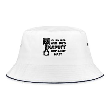 Workaholic Statement Job Arbeiter Mechaniker - Bucket Hat - Weiß/Navy - Vorne