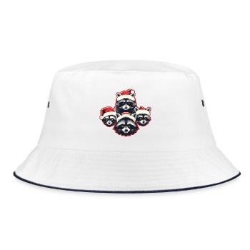 Raccoon Santa Hat Quartet Christmas - Bucket Hat - white/navy - Front