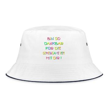 DANKBARKEIT SPRÜCHE - BEZIEHUNG ZEIT - Bucket Hat - Weiß/Navy - Vorne