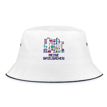 Beruf Wissenschafter Statement Workaholic Karriere - Bucket Hat - Weiß/Navy - Vorne