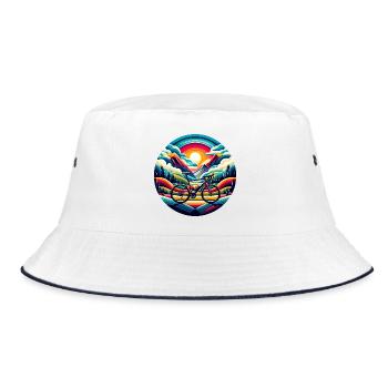 Road bike, gravel scenic landscape - Bucket Hat - white/navy - Front