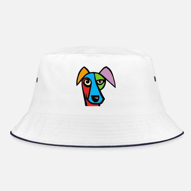Lustiger Hund - Bucket Hat - Weiß/Navy