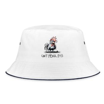 can t hendl this - will hendl this, Hühner, Hahn - Bucket Hat - Weiß/Navy - Vorne