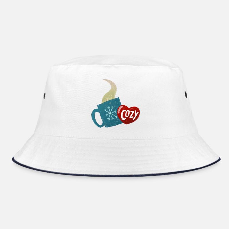 Mug sticker with hot tea - Bucket Hat - white/navy