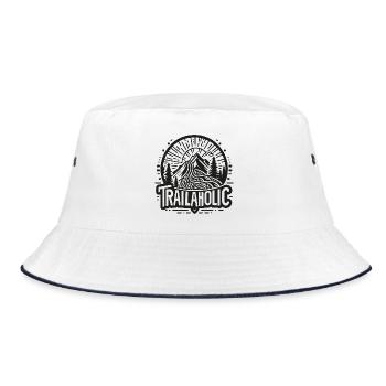 trailaholic trail running mountains trail running sports - Bucket Hat - white/navy - Front