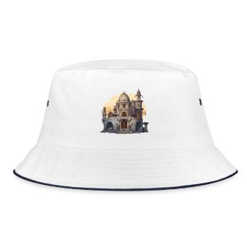 Fantasy RPG Ruin Evening Light Adventure Shirt - Bucket Hat - white/navy - Front