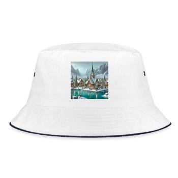 Scandinavian Christmas Village - Bucket Hat - white/navy - Front