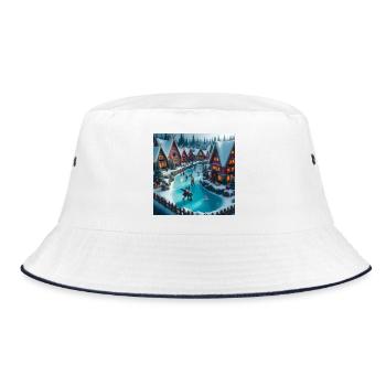 Skandinavisches Weihnachtsdorf - Bucket Hat - Weiß/Navy - Vorne