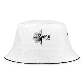 Koordinaten Pilsum - Bucket Hat - Weiß/Navy - Vorne