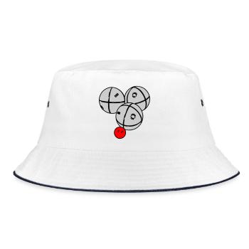 Petanque Kugeln - Bucket Hat - Weiß/Navy - Vorne