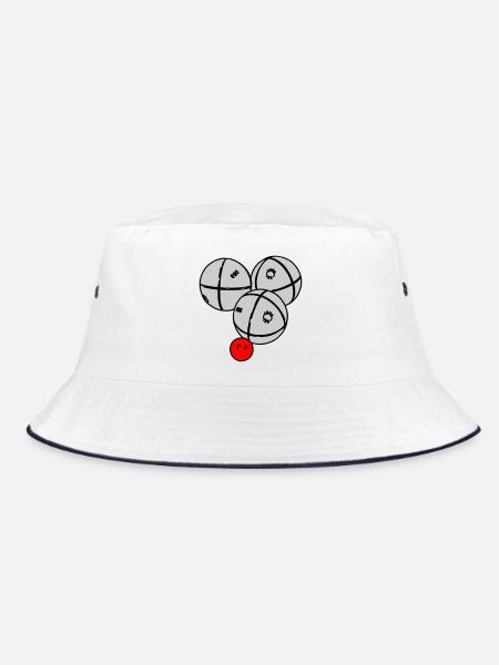 Petanque Kugeln - Bucket Hat - Weiß/Navy - Vorne