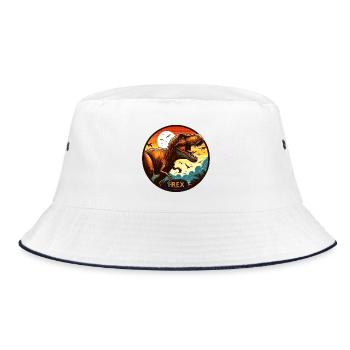Dinosaurier T-Rex Logo - Bucket Hat - Weiß/Navy - Vorne