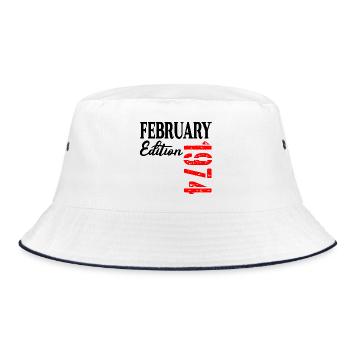 53 years old - Birthday February 1974 - Bucket Hat - white/navy - Front