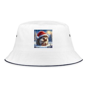 Christmas Hedgehog - Bucket Hat - white/navy - Front