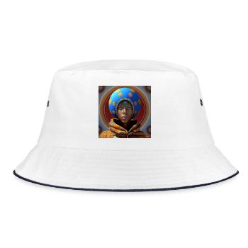 Portrait Woman 02 - Bucket Hat - white/navy - Front