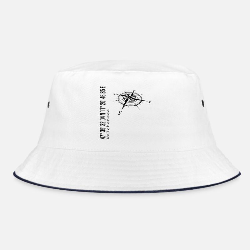 Koordinaten Walchensee - Bucket Hat - Weiß/Navy