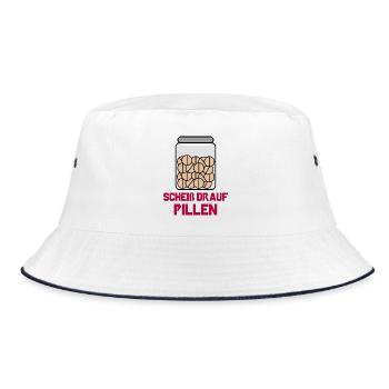 I don't care, statement, indifferent, funny - Bucket Hat - white/navy - Front