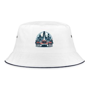Feuerwehrmänner Stadt Geschenk - Bucket Hat - Weiß/Navy - Vorne