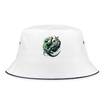 Bouldern Gecko Muskeln Geschenk - Bucket Hat - Weiß/Navy - Vorne