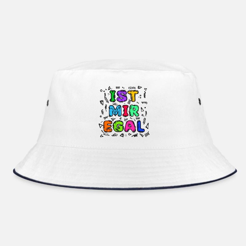 Is Mir Egal Chill Statement Gleichgültig - Bucket Hat - Weiß/Navy