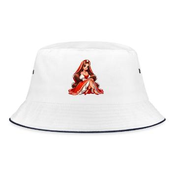 Ded Moroz Snegurotschka russischer Weihnachtsmann - Bucket Hat - Weiß/Navy - Vorne