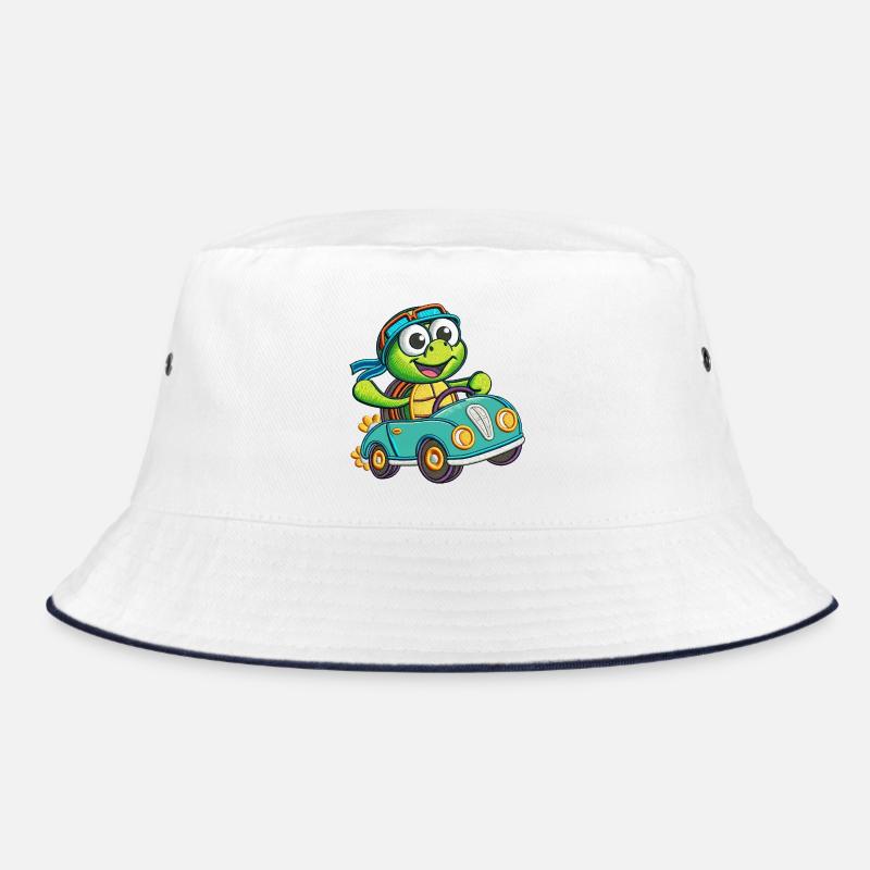 Adventurous Turtle Driving Car Bucket Hat