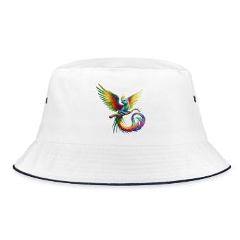 Paradiesvogel (01) - Bucket Hat - Weiß/Navy - Vorne