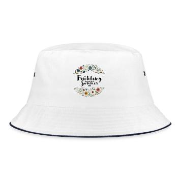Frühling mit einer Prise Sommer, bitte! - Bucket Hat - Weiß/Navy - Vorne