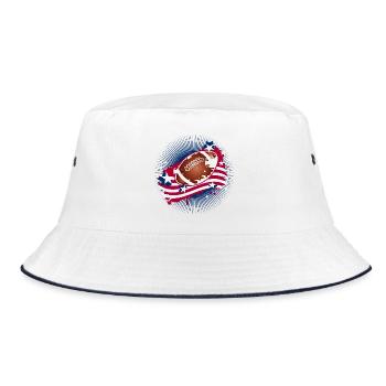 Football Graffiti Motiv mit amerikanischer Flagge - Bucket Hat - Weiß/Navy - Vorne
