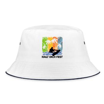 Wakeboard Kitesurfer Statement Surfing Stunt Wave - Bucket Hat - white/navy - Front