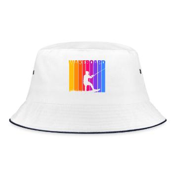 Stunt Wakeboard, Surfing, Wakesurfing, Surfing - Bucket Hat - white/navy - Front