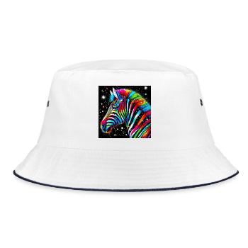 Zebra - Bucket Hat - Weiß/Navy - Vorne