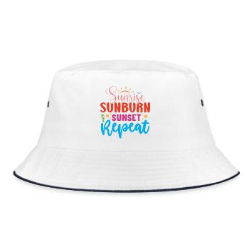Sunrise, Sunburn, Sunset Repeat - Bucket Hat - white/navy - Front