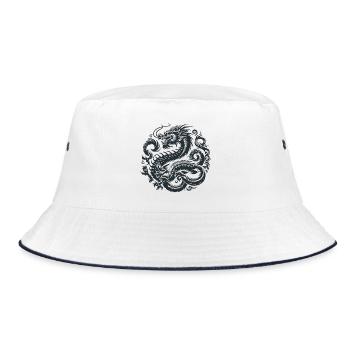 Tatouage de dragon chinois - Bob - blanc/marine - Devant
