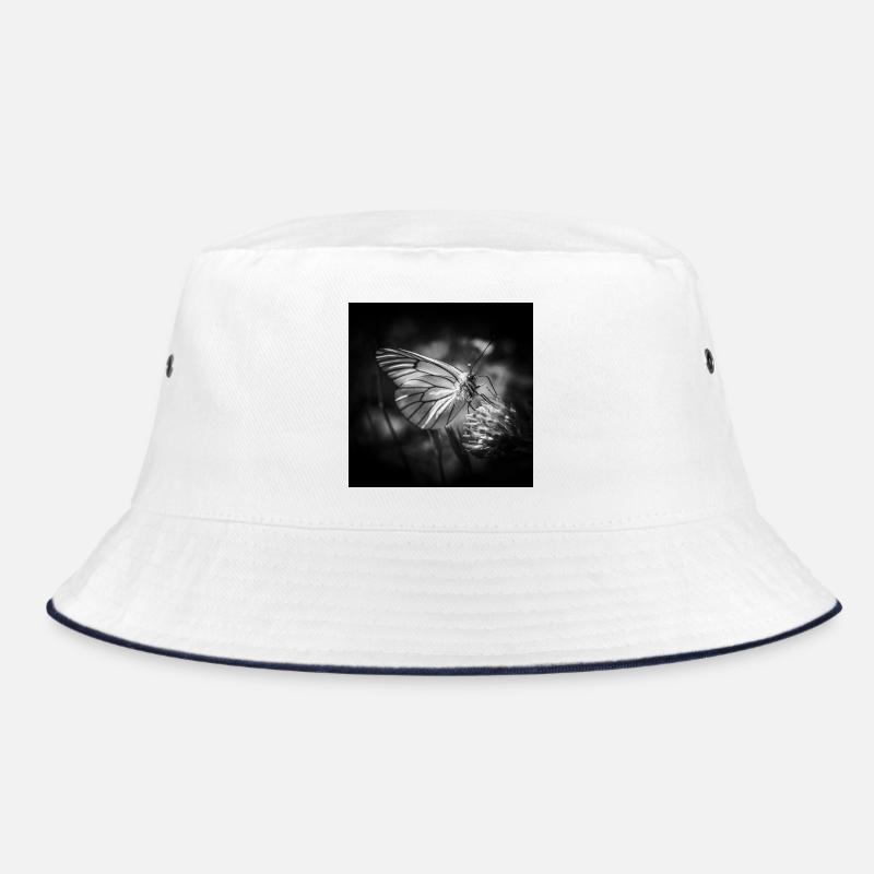 Butterfly Closeup Poster Black and White Bucket Hat