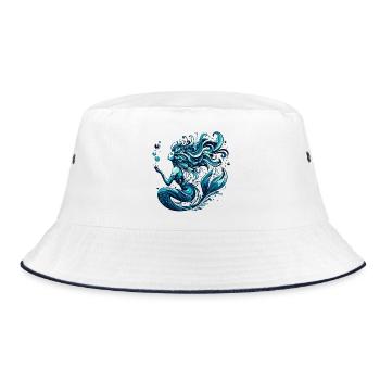 Meerjungfrau Nixe Wasserfrau Geschenk - Bucket Hat - Weiß/Navy - Vorne