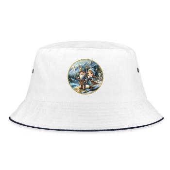 Viking boy and girl - Bucket Hat - white/navy - Front