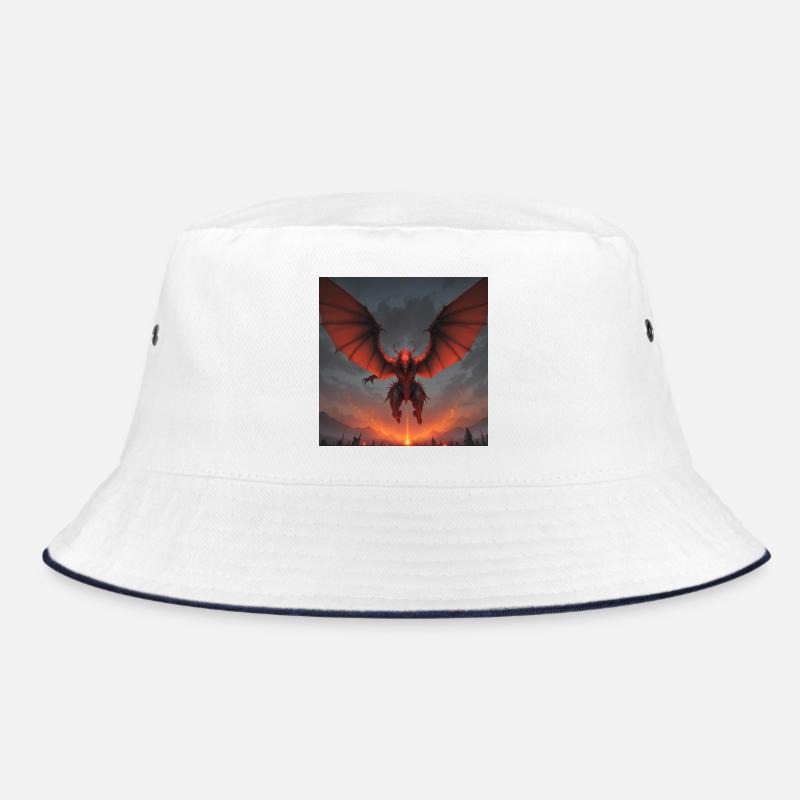 Rotdrache im Lavastrom - Bucket Hat - Weiß/Navy