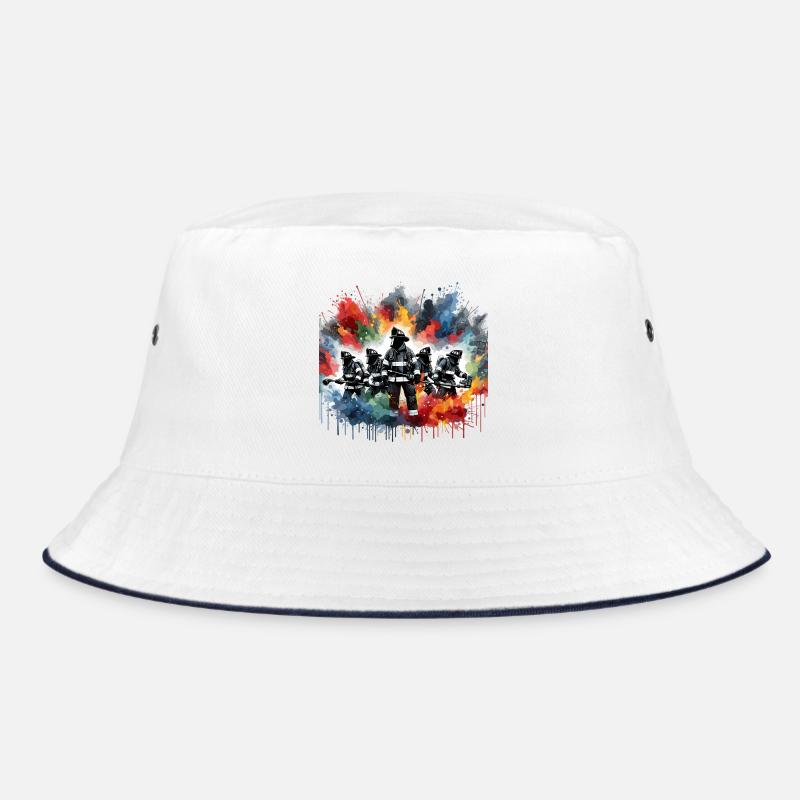 Feuerwehrhelden im Farbschauer - Bucket Hat - Weiß/Navy