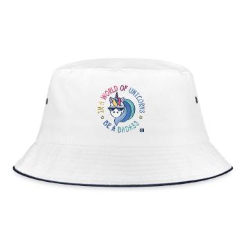 Badass unicorn - Bucket Hat - white/navy - Front