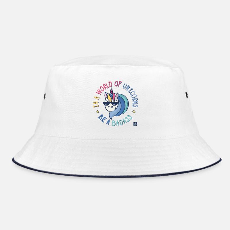 Badass unicorn - Bucket Hat - white/navy