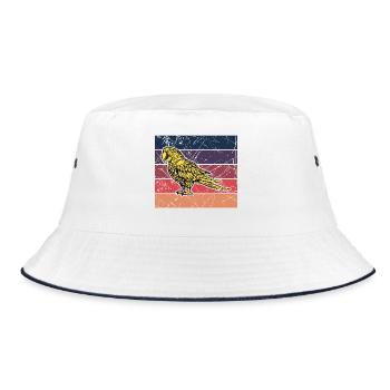 Haustier Tropisch Urwald Vogel Tier Papagei Zoo - Bucket Hat - Weiß/Navy - Vorne