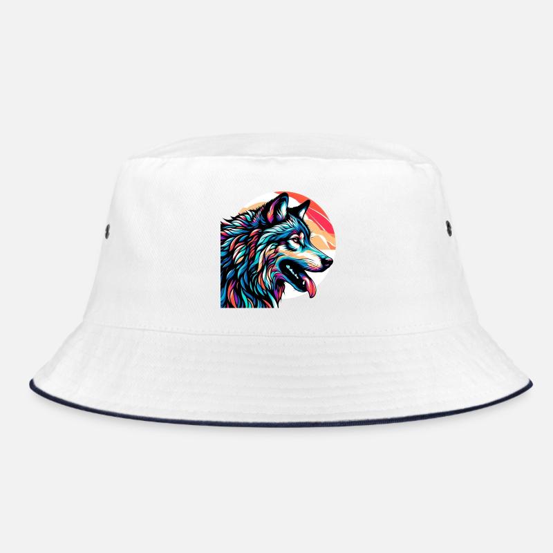 Wolf - Bucket Hat - Weiß/Navy